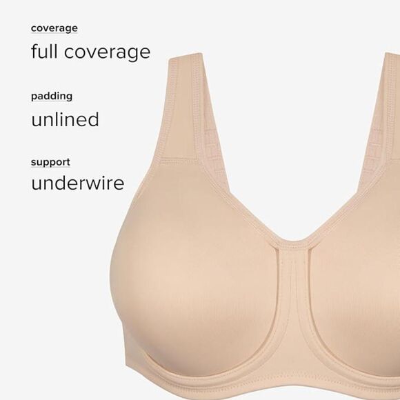 Wacoal Women's Simone Sport Unlined Full Coverage Underwire Sports Bra 34H Black - Picture 3 of 3